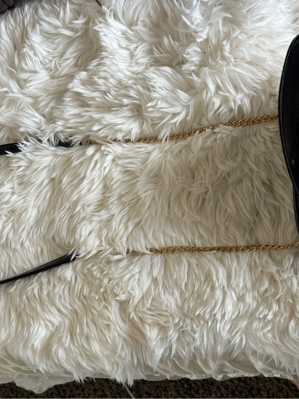 Black Patent and Gold Crystal-Accent Evening Clutch